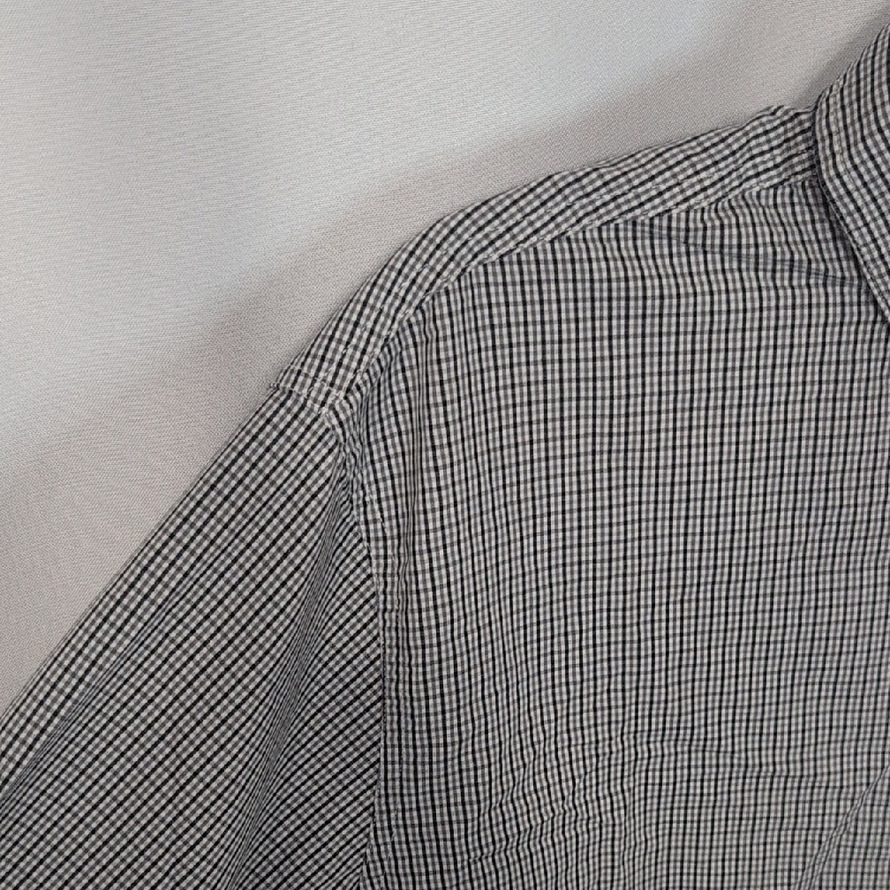 Chaps Gray Checkered Casual Button-Down Shirt - image 5